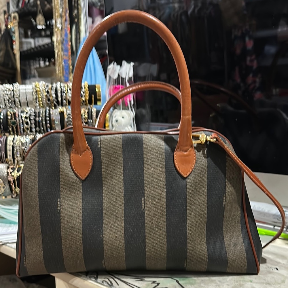 Fendi Brown and Black Satchel with Structured Design